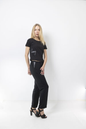 Μαύρο παντελόνι με καρό τσέπες