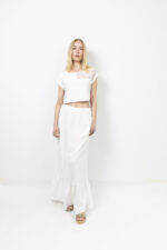 Λευκό crop top με γεωμετρική δαντέλα - Image 7