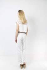 Λευκό παντελόνι με καρό ζωνάρι - Image 6