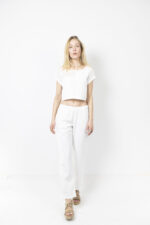 Λευκό παντελόνι με καρό τσέπες - Image 2
