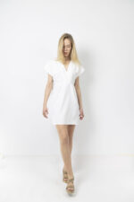 Λευκό φόρεμα με V λαιμόκοψη - Image 4