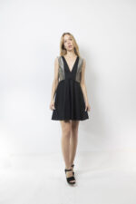 Φόρεμα μαύρο/γκρι lurex - Image 2