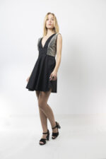 Φόρεμα μαύρο/γκρι lurex - Image 3