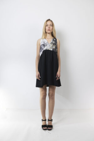 Ασπρόμαυρο αμπίρ φόρεμα